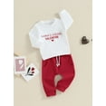 thumbnail image 3 of Bslissey Toddler Baby Boys Valentine's Day Clothes Sets Long Sleeve Letter Heart Print Sweatshirt + Solid Color Pants 2Pcs Casual Outfits for Infant 0-3 Years, 3 of 9