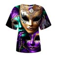 thumbnail image 4 of Jsaierl Womens Mardi Gras Tshirts Cute Carnival Themed Mask Graphic Tees Loose Fit Short Sleeve T Shirts Blouses Dressy Casual Crewneck Party Tops, 4 of 4