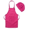 thumbnail image 3 of YONGHS Kids Unisex Chef Adjustable Aprons and Hat Costume Set for Kitchen Cooking Baking Painting Rose Red S, 3 of 7