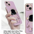 thumbnail image 3 of Compatible with iPhone 15 Case for Women Men, Ultra Soft iPhone 15 Phone Case with Stand Silicone TPU Plating Cute Astronaut Pattern Cases Cover (Purple), 3 of 14