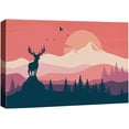 thumbnail image 3 of PixonSign Framed Wall Art Print Elk Above Pink Mountain Landscape Animals Wildlife Illustrations Modern Art Rustic Landscape Fun Multicolor Boho Decor for Living Room, Bedroom - 24"x36", 3 of 5