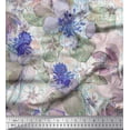 thumbnail image 1 of Soimoi Velvet Fabric Leaves & Lily Flower Print Sewing Fabric Yard 58 Inch Wide, 1 of 1