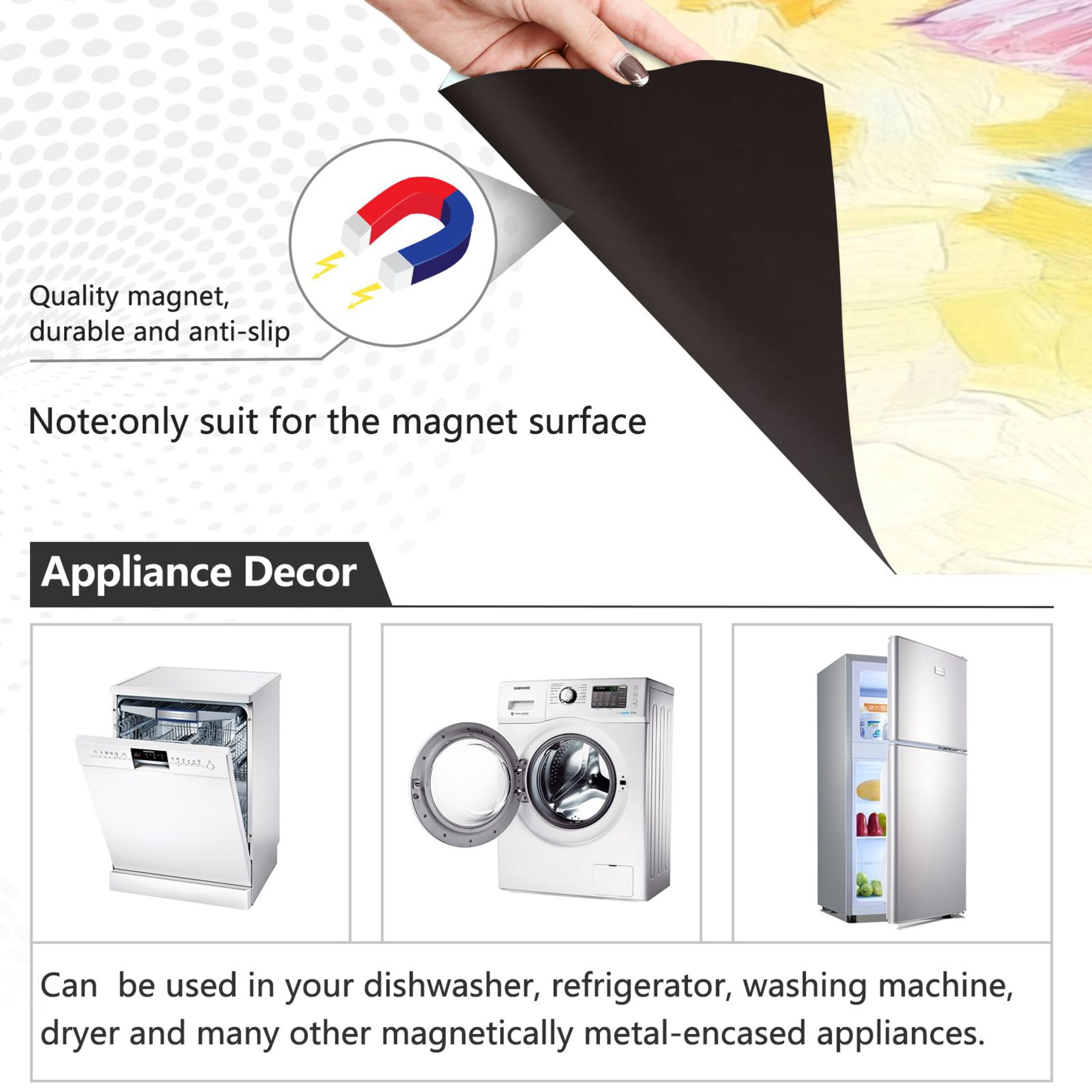 Dishwasher Magnetic Sticker 23x26 Inch Refrigerator Magnetic Sticker Washing Machine Magnetic Sticker Kitchen Panel Magnetic Sticker Home Decor Three Colored Cats