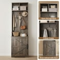 thumbnail image 2 of 77" Freestanding Entryway Hall Tree with Shoe Storage, Space-Saving Coat Rack Featuring 5 Hooks, 2 Open Cubbies and Shoe Cabinet for Hallway, Living Room and Mudroom, 2 of 6