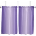 thumbnail image 2 of Purple Ombre Window Short Curtains 63 Inch Length, Farmhouse Violet Color Gradient Rod Pocket Kitchen Window Treatments Drapes for Bedroom, Cafe, Living Room, 2 Panels, 52 W x 63 L, 2 of 5