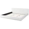 thumbnail image 2 of King Size Upholstered Platform Bed Frame with Velvet Headboard, No Box Spring Needed, Sturdy Metal Frame & Wood Slats, White Modern Bed, 2 of 7