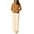 thumbnail image 2 of MODA NOVA Juniors Mock Neck Blouse Long Sleeve Basic Knitted Tops Dark Khaki L, 2 of 5