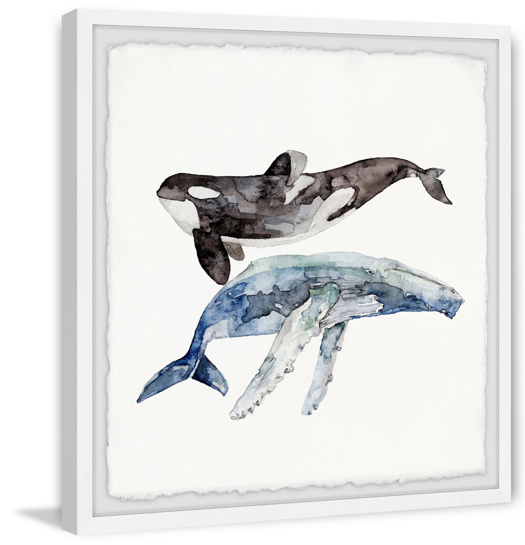 Marmont Hill The Big Whales By Rachel Byler Framed Wall Art, 18" x 1.5"