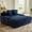 Blue, variant on 63" x 65" Oversized Chaise Lounge Chair, Corduroy Upholstered Sleeper Sofa with Wireless Charging and 2 Cup Holders, Sleeper Couch for Living Room, Bedroom, Home Theater
