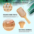 thumbnail image 2 of Cepillo de pelo de bambú natural, conjunto de cepillos y peine de madera, cepillo de pelo ecológico compatible con mujeres, hombres y niños, pelo largo y rizado fino Afortunado Sencillez, 2 of 5