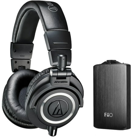 Audio Technica ATH-M50X Professional Studio Headphones (Black) with FiiO A3 Portable Headphone Amplifier