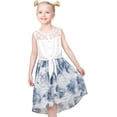thumbnail image 5 of Girls Dress Chiffon Blue Floral High-Low Tie Waist Party Princess 14 Years, 5 of 11