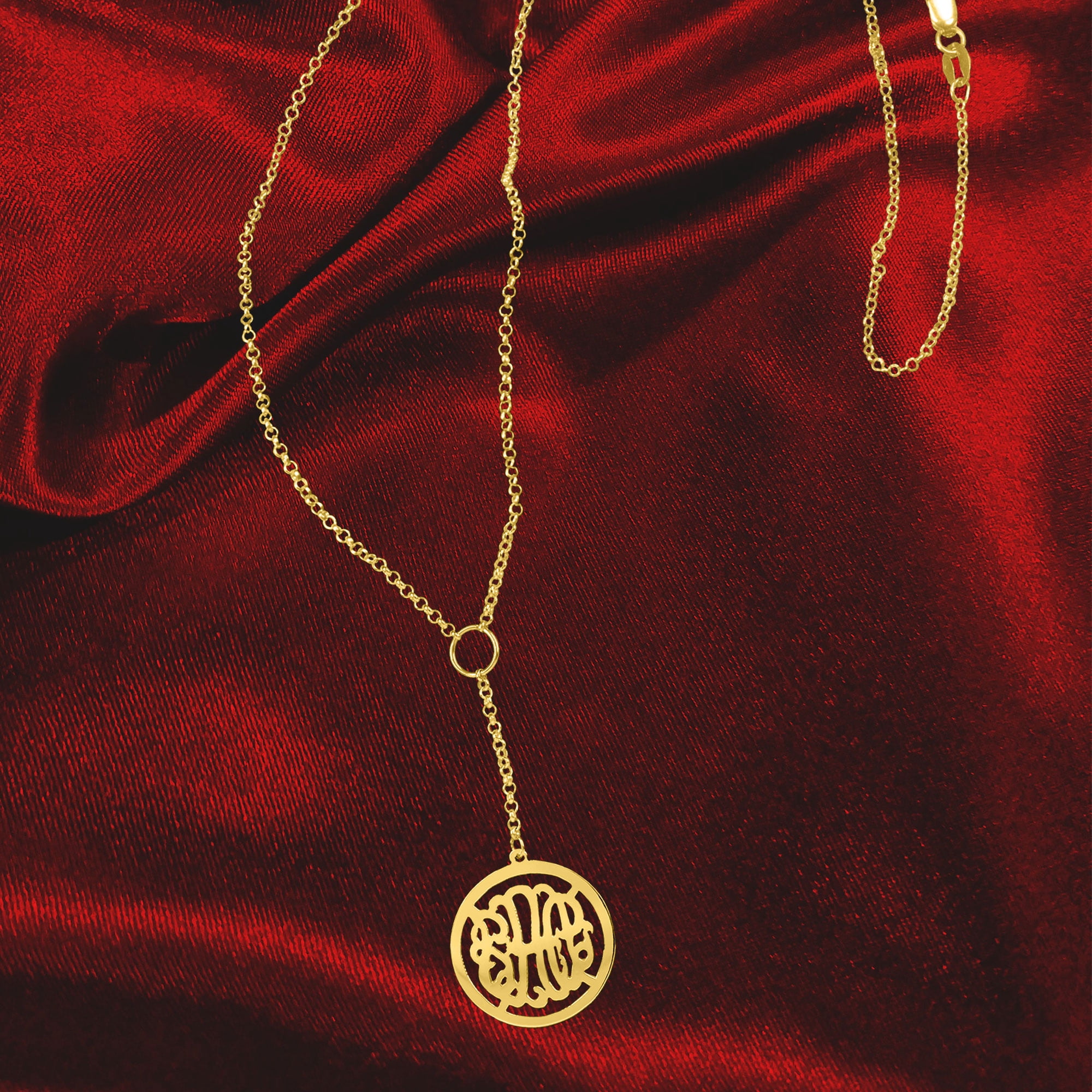 Personalized Drop Monogram Pendant in Sterling Silver or 14K Gold-Plated Sterling Silver