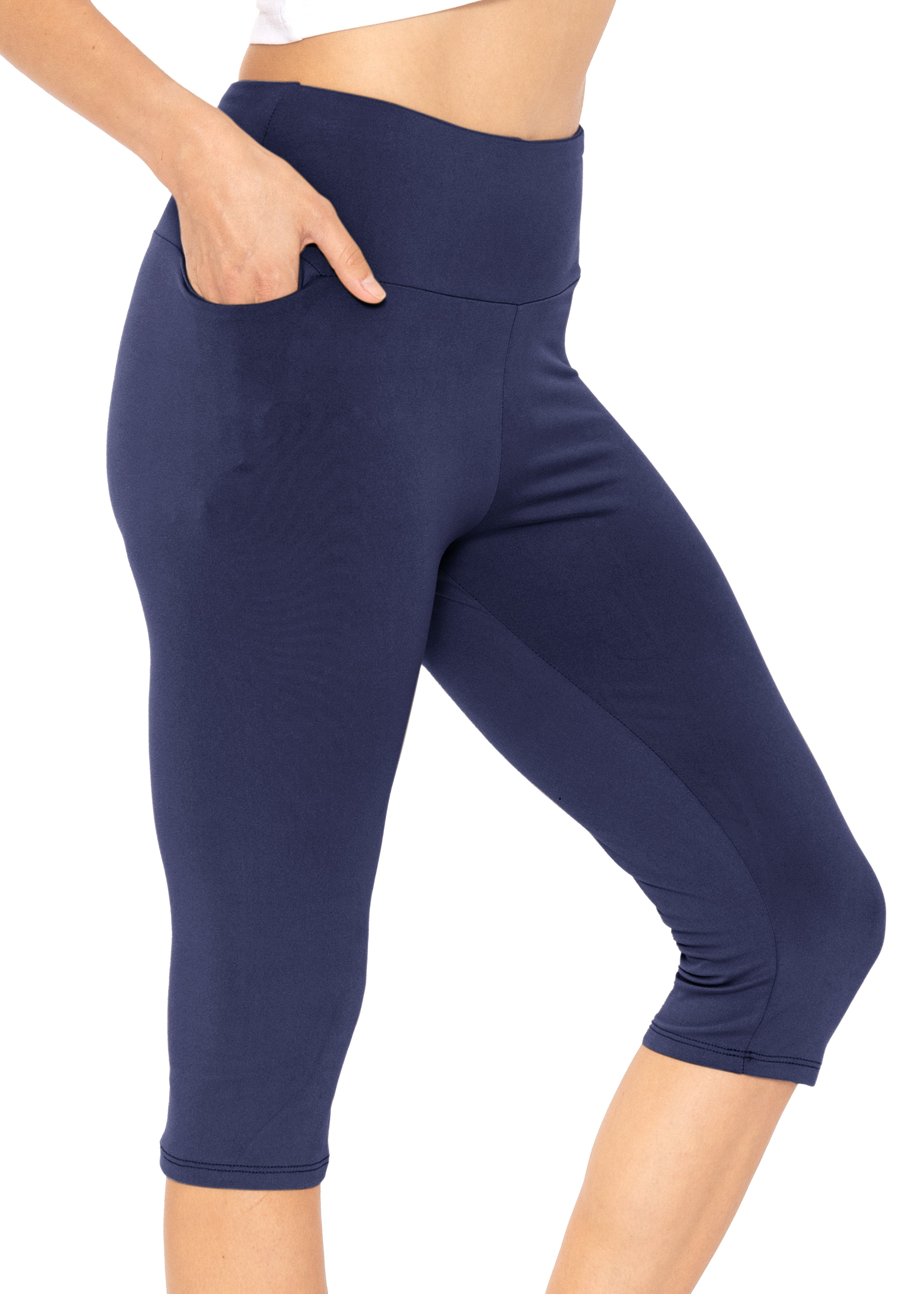 Hot6sl Women's Knee Length Leggings High Waisted Yoga Workout Exercise  Capris for Casual Summer With Pockets H4486105 - Walmart.com