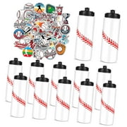 Bybiment 12 Pack Baseball Bulk with 300PCS Sticker Set, Squeeze for Boys Baseball Team (20OZ)