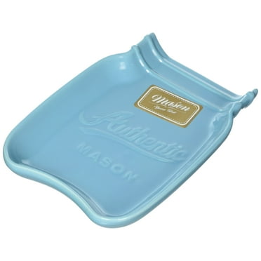 Home Essentials 73632 Mason Jar Spoon Rest, 7" X 5.5" X 1" inches, Aqua