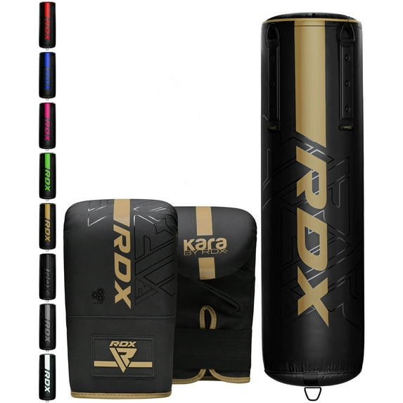 RDX Punch Bag 60LB,80LB, Leather Adult Punch Bag and Boxing Gloves, 4ft, Golden