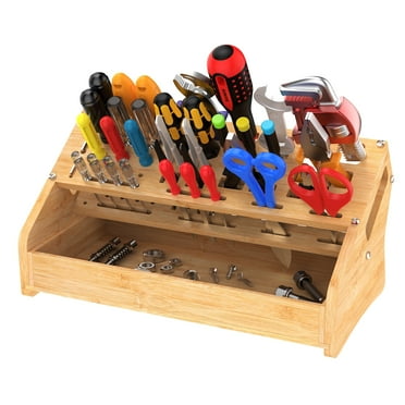 SUDISER Screwdriver Organizer - Tool Storage Tool Box Organizer Workbench Desktop Rack - Hand Tools Storage Holder-Bamboo Tool Rack