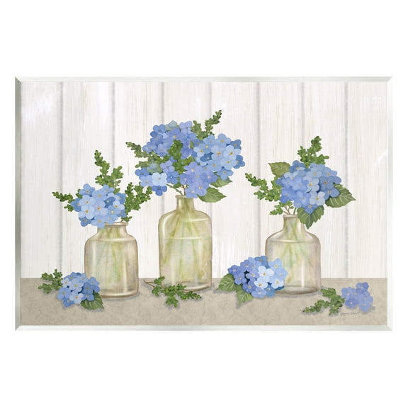 Stupell Industries Blue Geranium Flower Vases Graphic Art Unframed Art Print Wall Art, Design by Annie LaPoint