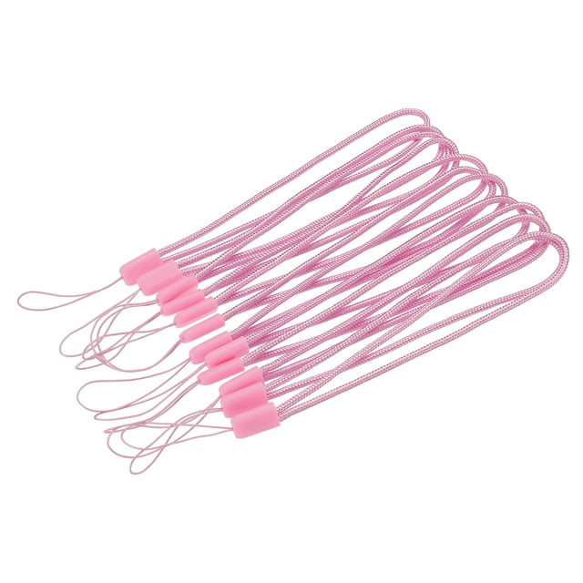Unique Bargains 18cm Portable Item Nylon Cord Lanyards Hand Wrist Strap String Pink 20 Pack