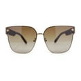 thumbnail image 2 of Womens Rimless Metal Rim Horn Rim Rectangle Designer Fashion Sunglasses Gold Brown - Brown, 2 of 4