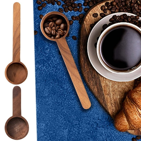 Wooden Coffee Measuring Spoon for Coffee, Tea, Spices & – Solid Walnut Wood, Long Handle, Non-Scratch, Food for Kitchen and Travel