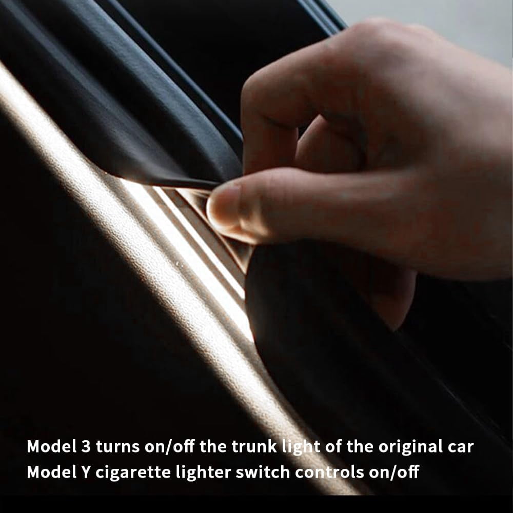 Rear Trunk LED Light Strip for Tesla Model Y Juniper 2021-2025 - Silicone Rear Trunk Accessories with Magnetic Induction Switch, Waterproof Ambient Light (DC 15V, Cool White)