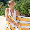 thumbnail image 2 of Aston & Arden Luxury Beach Towel, Oversized 35x70 in., Ultra Soft and Plush, Thick 600 GSM, Yellow and Navy Pinstripes, 2 of 7
