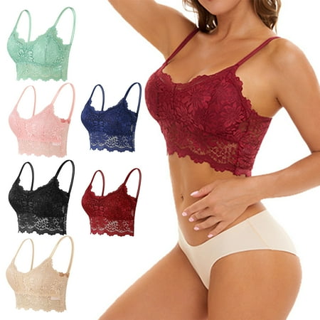 

harmtty Women Bra Sexy Lace Elastic Comfortable Full Cup Bralette Daily Wear Clothes Mint Green L