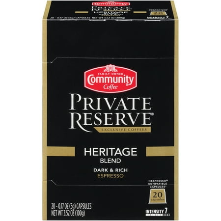 Coffee 30 Capsules - Community Coffee® Private Reserve® Heritage Blend Nespresso Compatible Coffee Capsules 20 ct Box