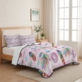 thumbnail image 5 of Quilts Twin XL Size Bedding Set, Summer Beach Lightweight Quilted Comforter, Surfboard Palm Ship Sunglasses Pink Striped Reversible Bedspread Coverlet with Pillow Covers for All Season, 68" x 98", 5 of 9
