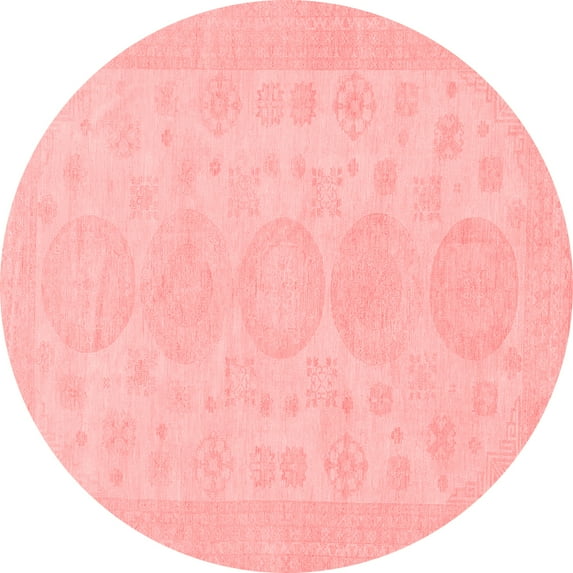 Ahgly Company Indoor Round Abstract Red Modern Area Rugs, 4' Round