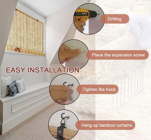 Outdoor Bamboo Shades for Patio Bamboo Roll up Blinds Curtains for Windows Waterproof, Porch Bamboo Rolling Curtains Breathable Corded Roller Shades$$Home Decor, Kitchen, & Other