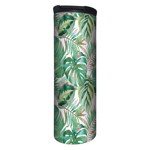 Highland Home "Tropical Leaves" 17 oz. Double Wall Stainless Steel Tumbler w/Lid