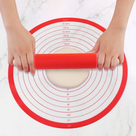 

Ludlz Pastry Mat with Rolling Pin Non-stick Scale Multi-sizes Round Baking Tools Food Grade Countertop Silicone Dough Rolling Pad Kitchen Supplies