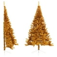 thumbnail image 1 of vidaXL Artificial Half Christmas Tree with Stand Gold 210 cm PET, 1 of 5