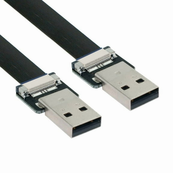 Chenyang CY USB 2.0 Type-A Male to Type-A Male Data Flat Slim FPC Cable for FPV and Disk and Scanner and Printer