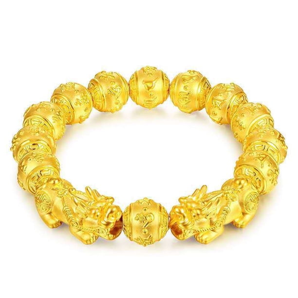 Pulsera de abalorios Pixius chapados en oro de 12 mm para hombre y mujer