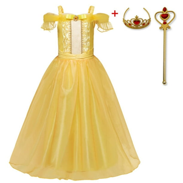 Robe de Princesse pour Fille de 4, 6, 8 et 10 Ans, Déguisement d'Halloween,  Costume