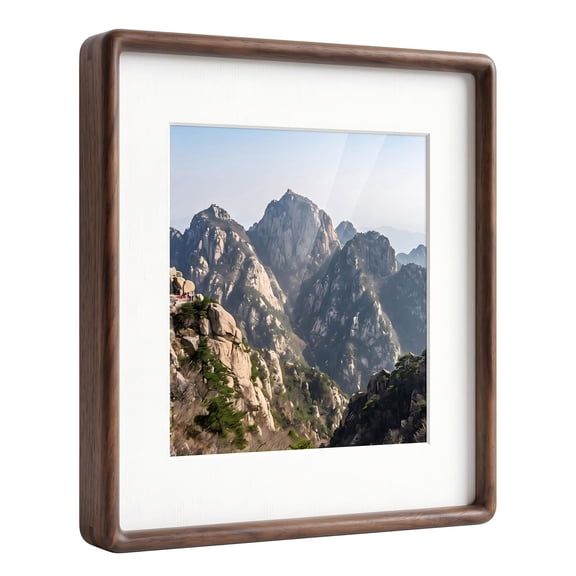 11x14 Walnut Wood Picture Frame,HD Tempered Glass Photo Frame,Matted to 8x10, Handcrafted Solid Wood Frame,Horizontal or Vertical Wall Mounting,Ideal for Living Room,Bedroom,Office Decor,Natural
