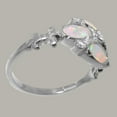 thumbnail image 3 of LBG British Made 9k White Gold Synthetic Cubic Zirconia & Natural Opal Womens Promise Ring - 33 size options - Size 9.5, 3 of 6