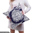 thumbnail image 4 of Ambesonne Crescent Fabric by the Yard Upholstery, Bohemian Roses and Moon, 2 Yards, Indigo White, 4 of 4