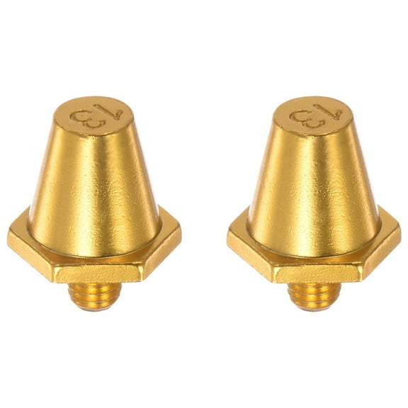 Track Spikes 13mm Aluminum Lightweight for Soccer Shoes, Golden, 2 Pieces