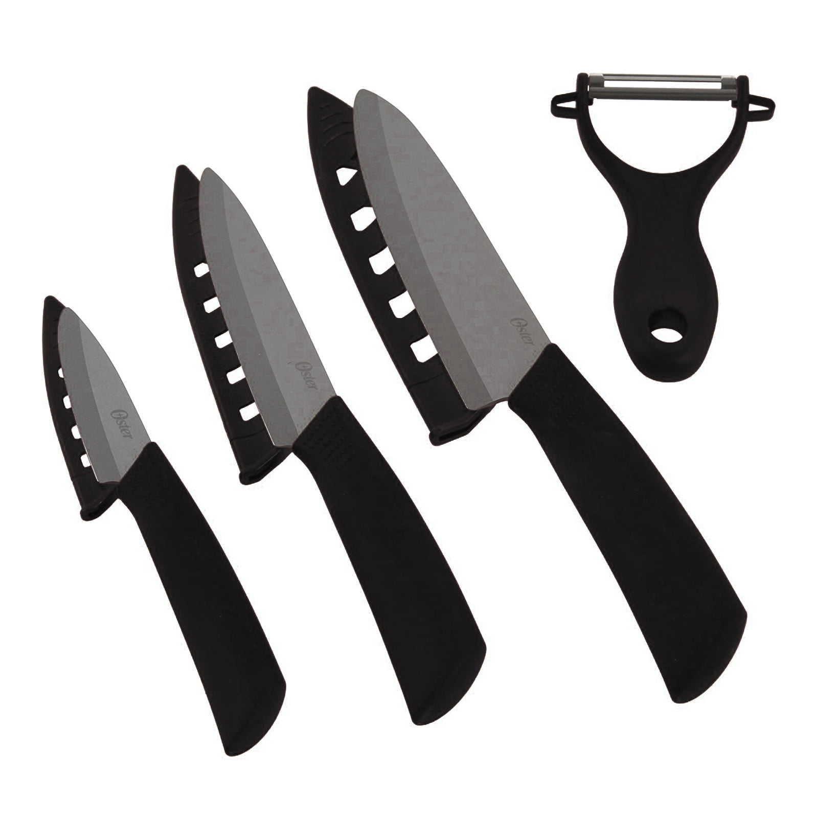 Oster Ostead 4 pc Ceramic Cutlery Set Metallic Black Handle Black
