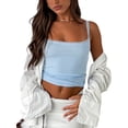 thumbnail image 2 of Women Ribbed Knit Sleeveless Crop Top Scoop Neck Slim Fit Cami Top Summer Basic Tank Top, 2 of 5