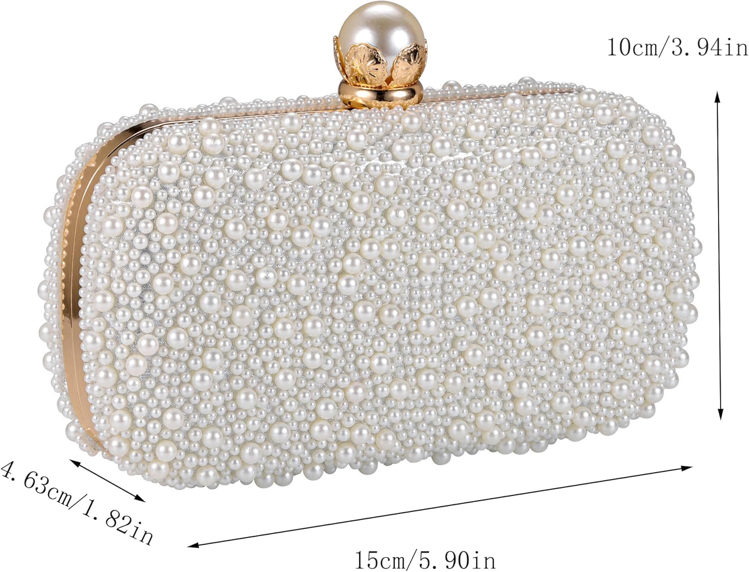 NANAHuang Pearl Purse for Women Wedding Crossbody Bag Evening Handbags Bride Small Clutch Purse White Beaded for Party