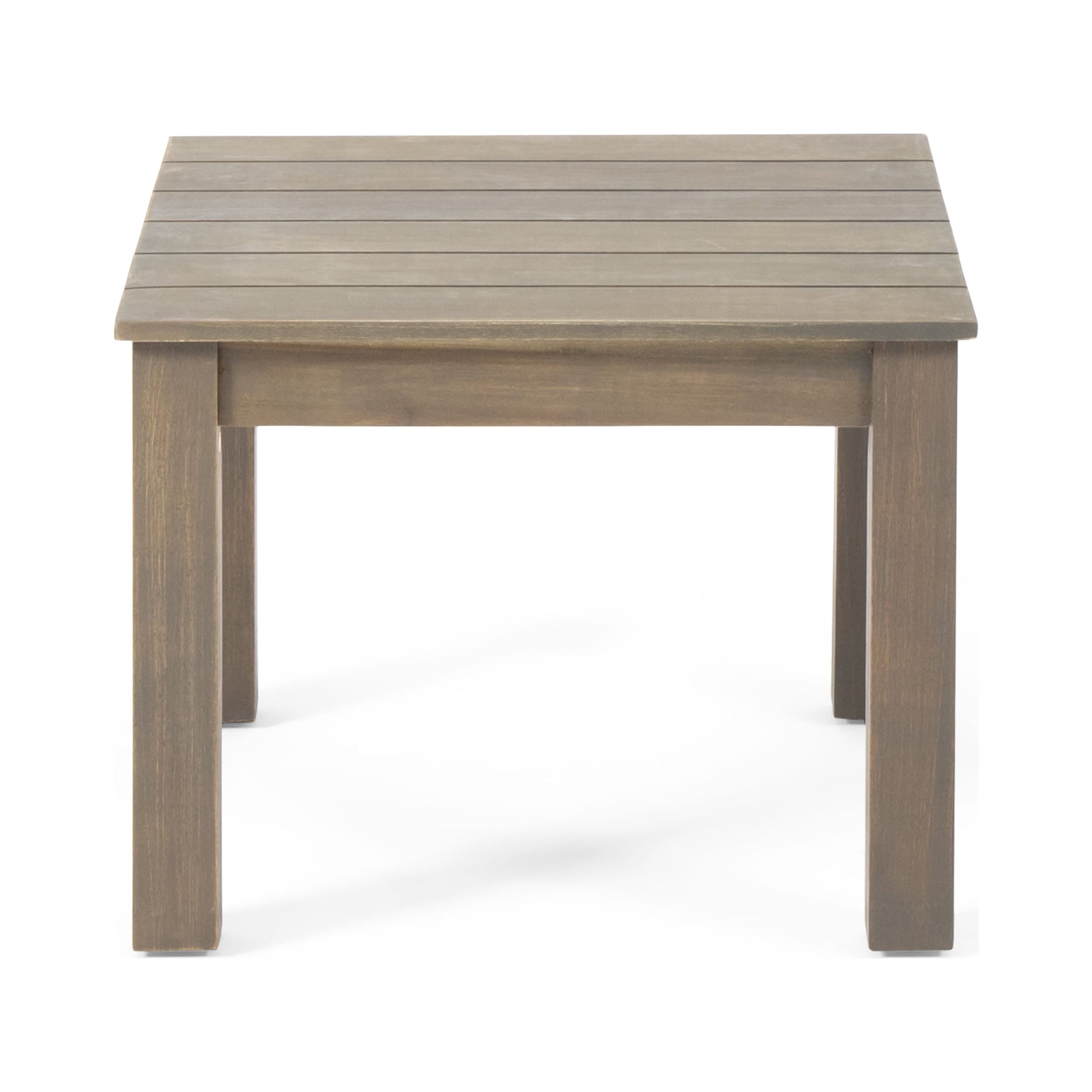Outdoor Square Accent Side Table, Acacia Wood Leisure Decoration Table for Patio Garden, Gray