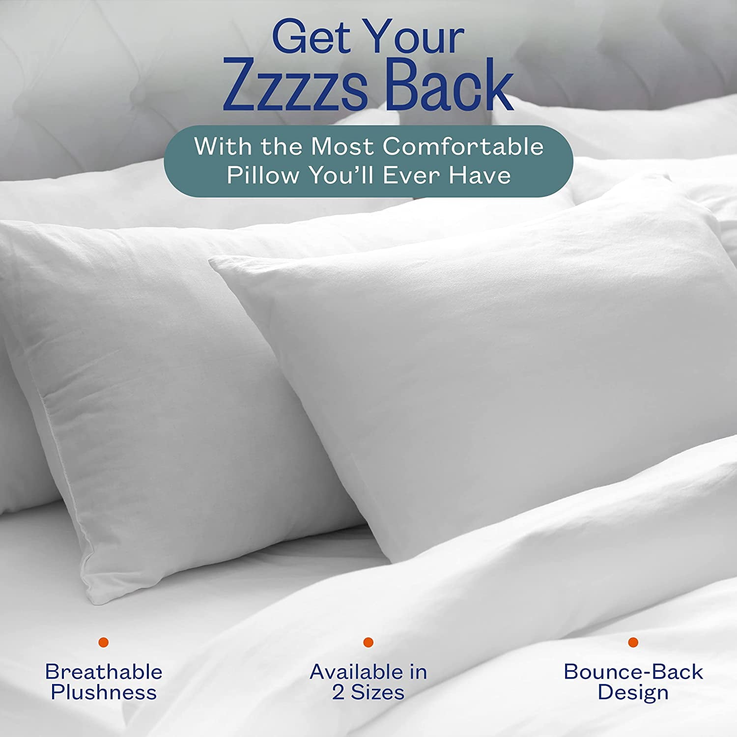 Sleep Restoration Bed Pillows for Sleeping – Queen Size Set of 2, Comfortable Luxury Cooling Pillow for Back Side or Stomach Sleepers
