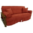 thumbnail image 2 of Solid Microsuede Double Corded 8 to 9-inch Full Futon Slipcover Set with Four Throw Pillows (Set of 5) - Cardinal Red, 2 of 3