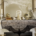 thumbnail image 4 of Halloween Lace Curtains Black Bat Spider Web Tablecloth Bat Ghost Festival Home Decoration Spider Web Horror Arrangement, 4 of 4